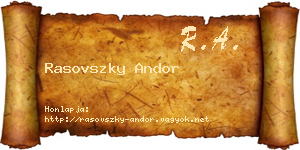 Rasovszky Andor névjegykártya